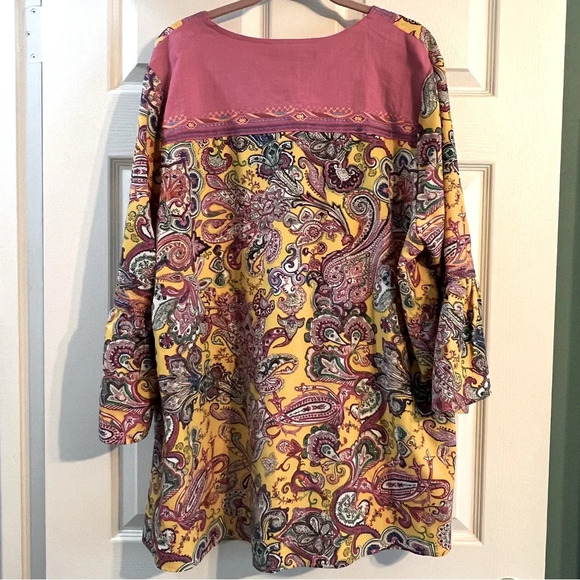 Caleaas Embroidered Ruffle Sleeve Floral Tunic Top Blouse 2X Plus Size Boho - Picture 2 of 5